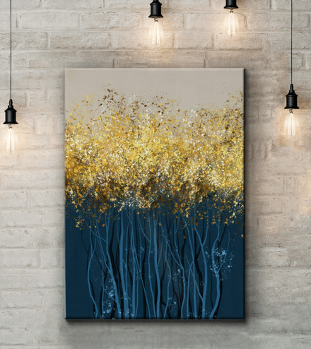 Картина Деревья с золотыми листьями Артикул s01893, купить картину на холсте ТМ Walldeco