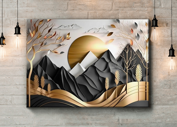 Картина Солнце в горах Артикул s34419, купить картину на холсте ТМ Walldeco