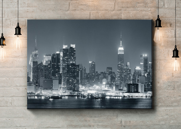 Картина Ночной город в огнях Артикул s10201, купить картину на холсте ТМ Walldeco