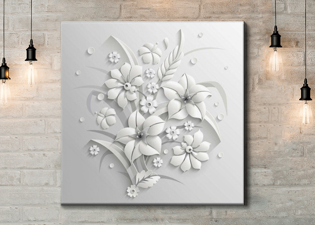 Картина Белые цветы Артикул 21860, купить картину на холсте ТМ Walldeco