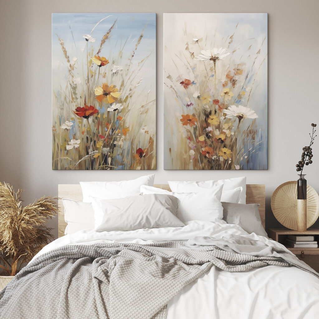 Painting of flowers in a field