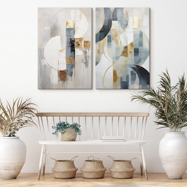 Two paintings of different colors