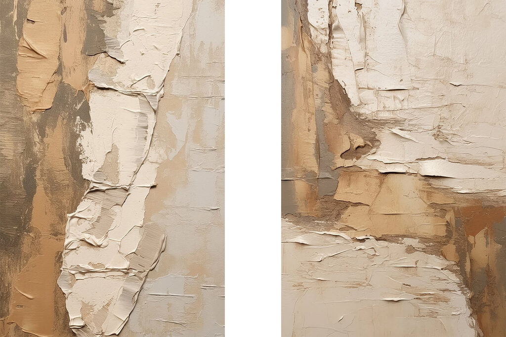 Textured layers in warm hues