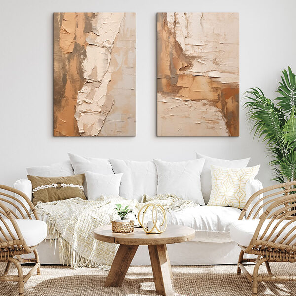 Textured layers in warm hues