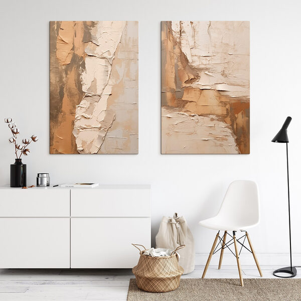 Textured layers in warm hues
