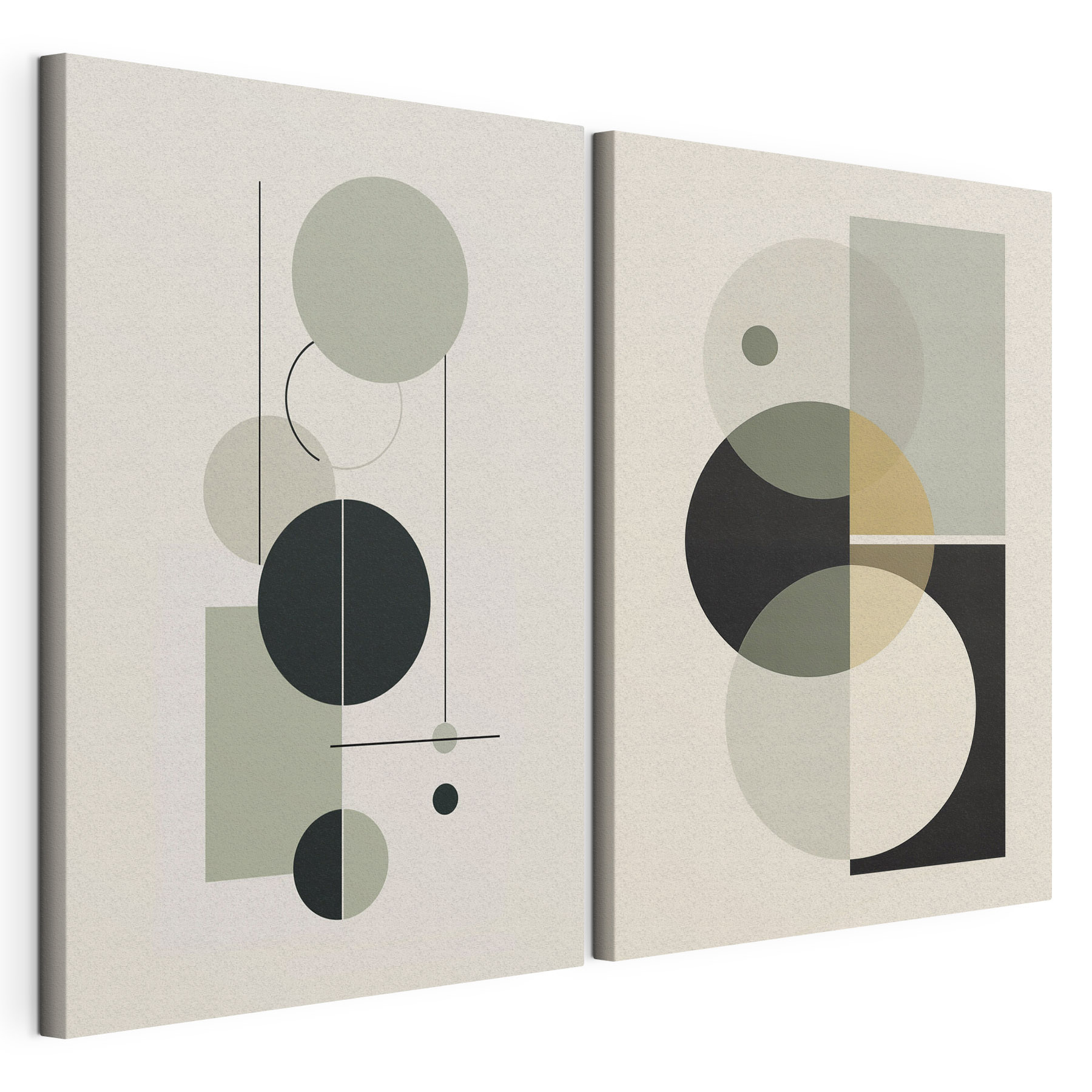 Couple of art pieces of circles and lines