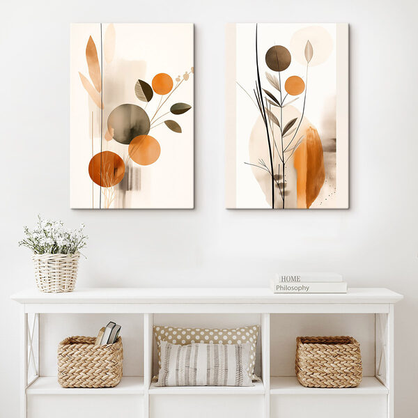 Abstract floral shapes in warm tones