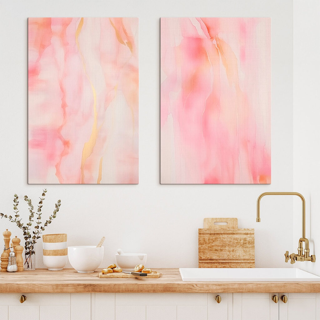 Abstract pink fluid artwork display