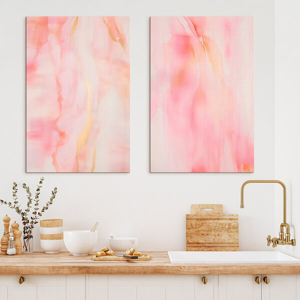 Abstract pink fluid artwork display