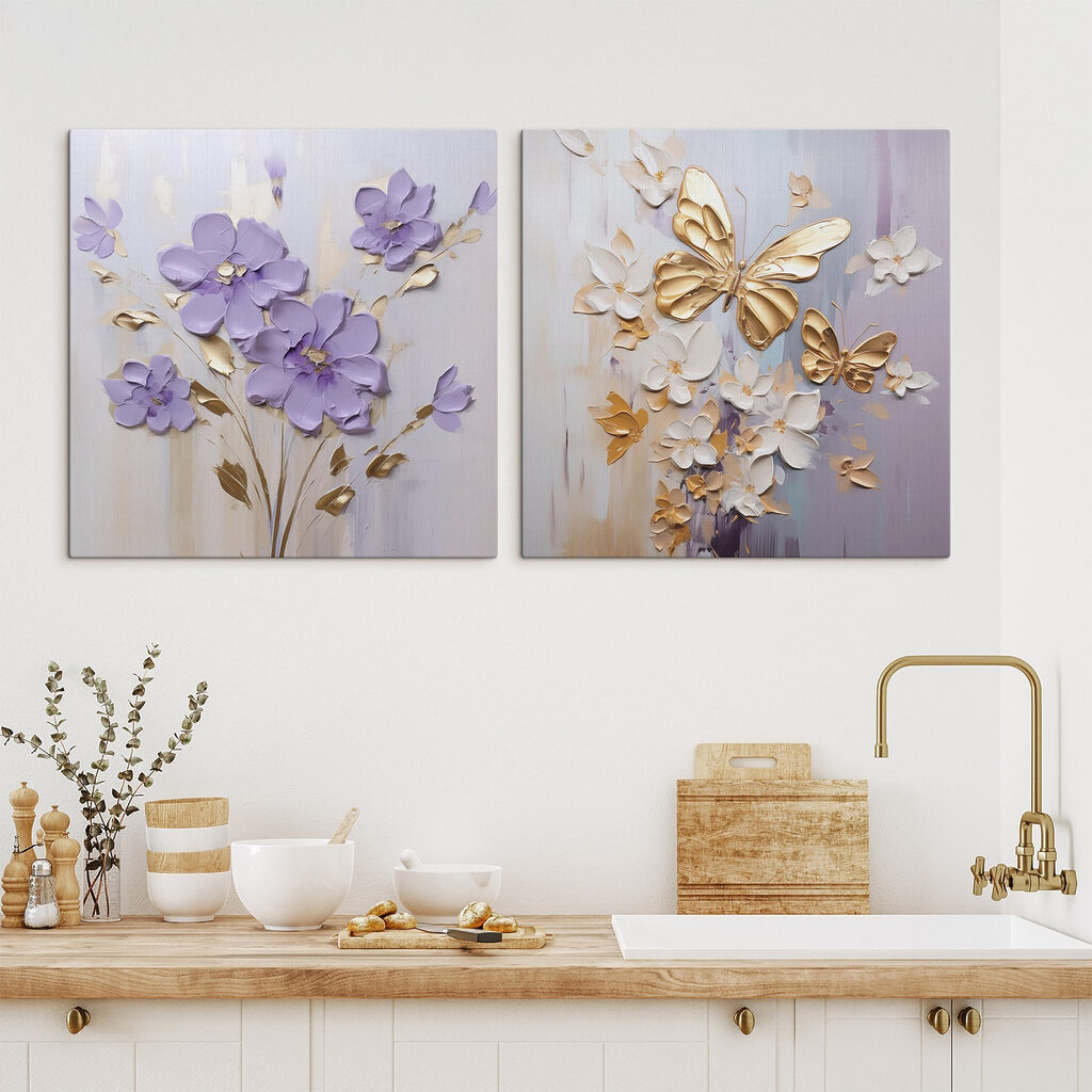 Painting of flowers and butterflies