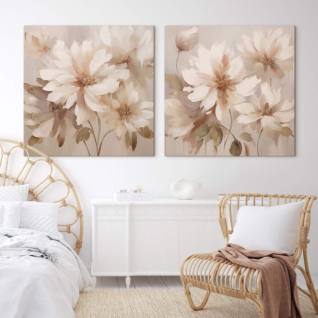 Painting of flowers on a beige background