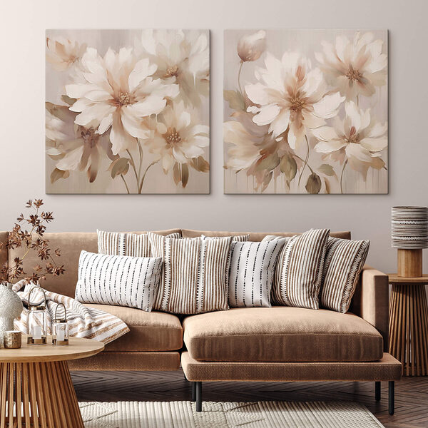 Painting of flowers on a beige background
