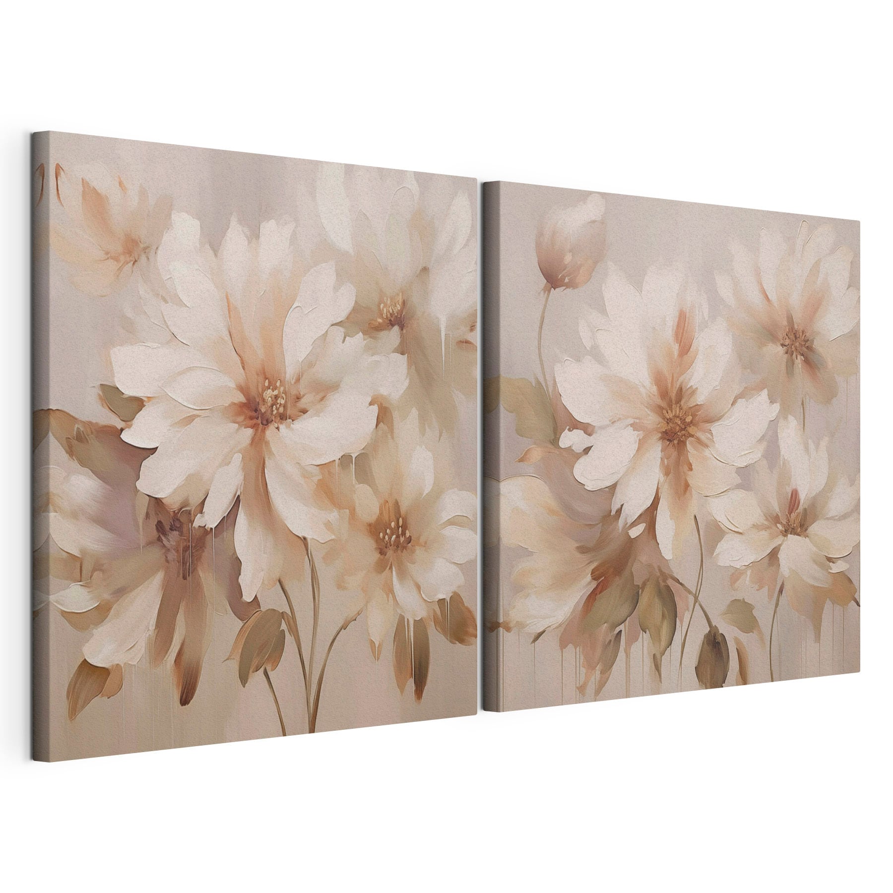 Painting of flowers on a beige background