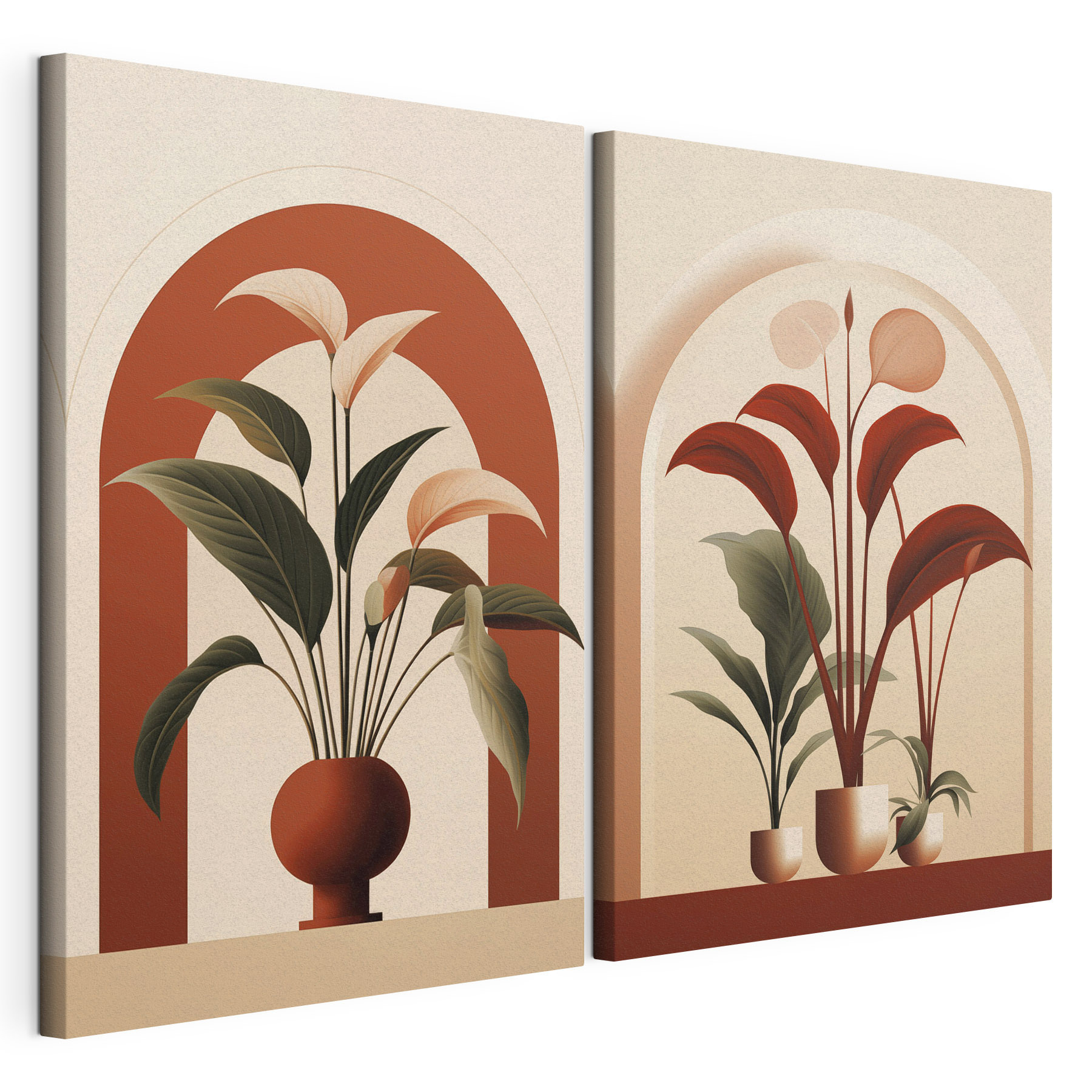 Two images of plants in pots