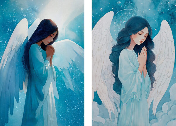 Painting of a woman with wings