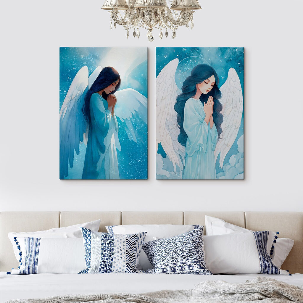 Painting of a woman with wings