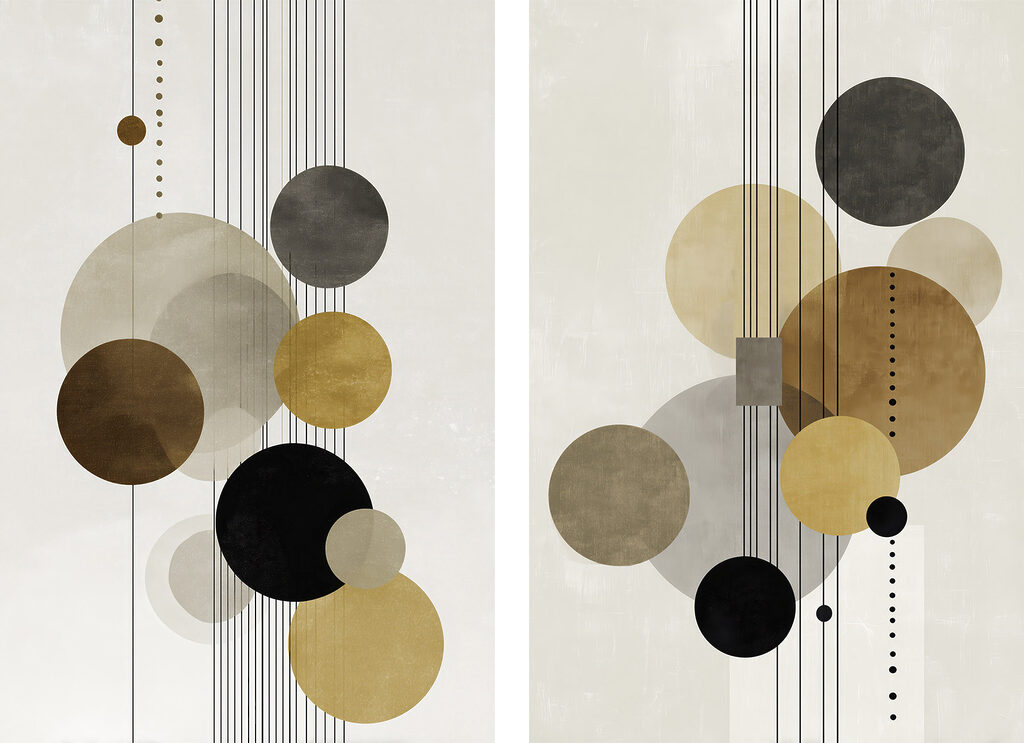 Pair of art pieces of circles