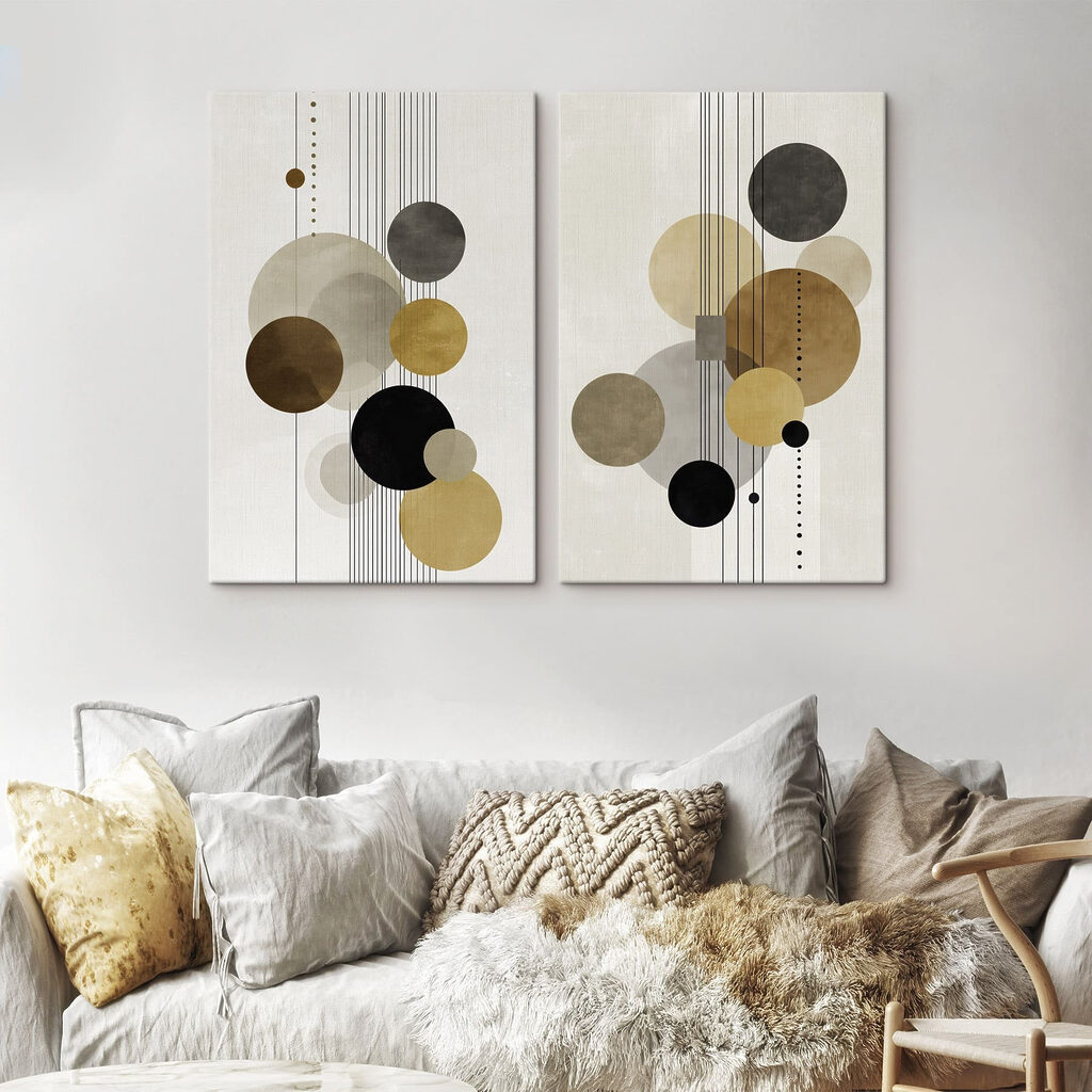 Pair of art pieces of circles