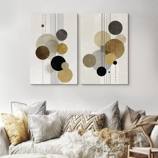Pair of art pieces of circles