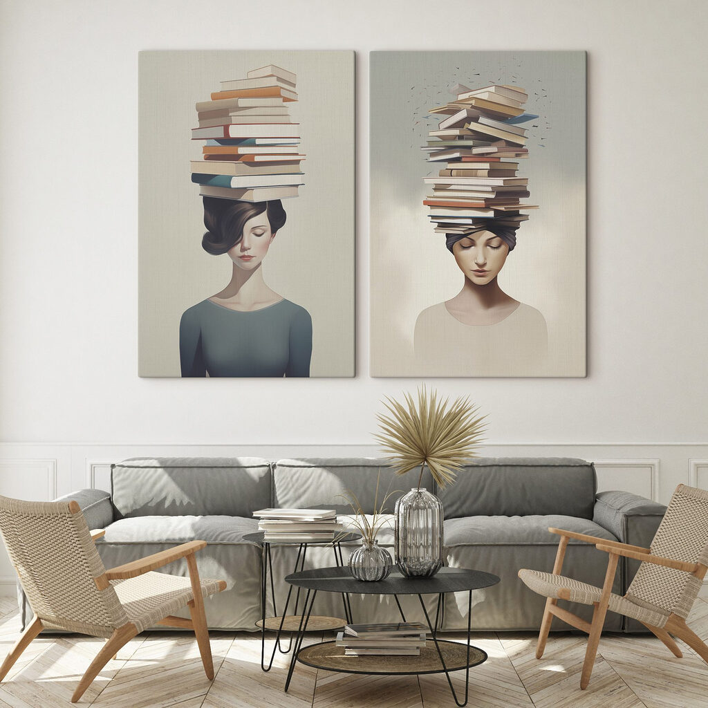 Woman with books on her head