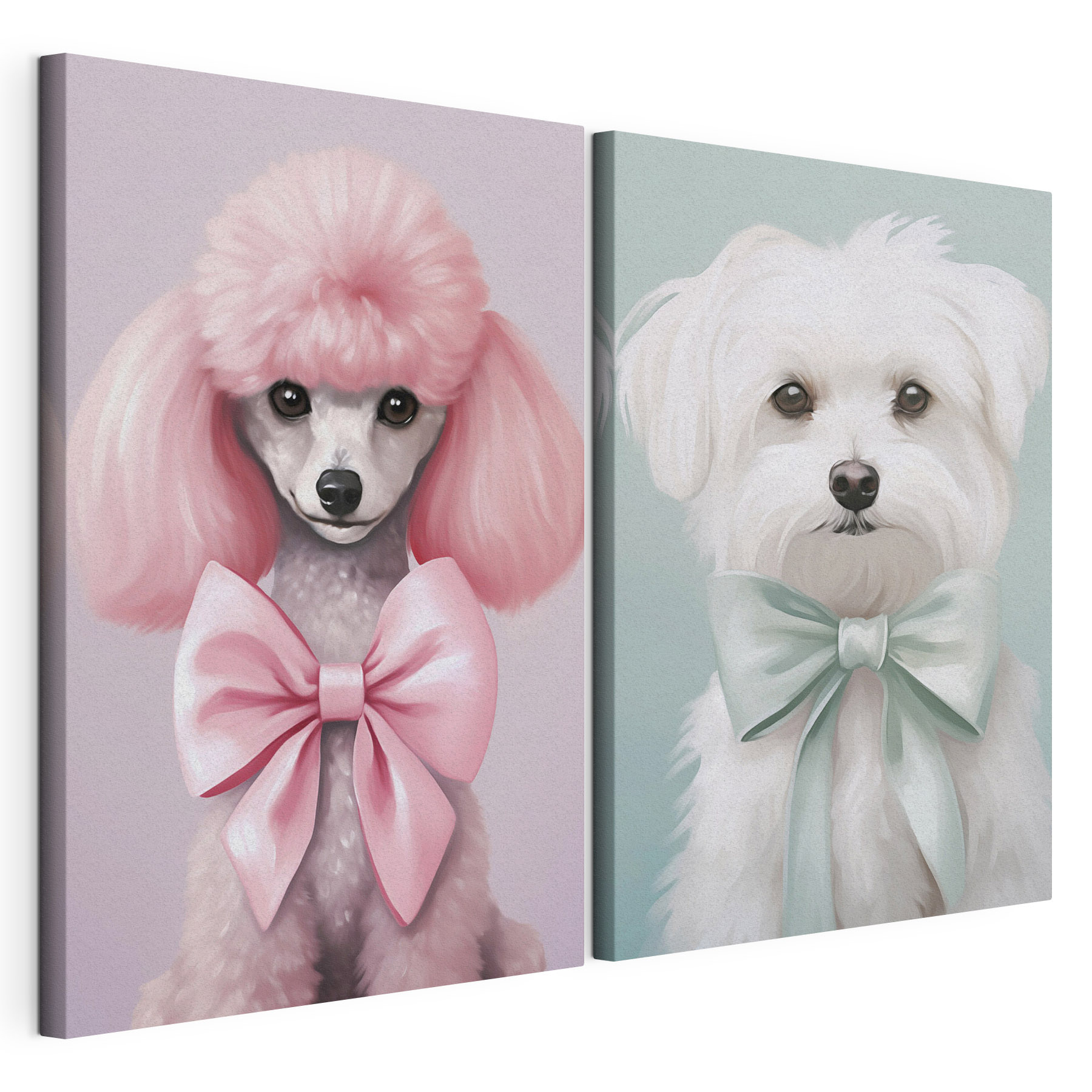 Dog with pink hair and a bow