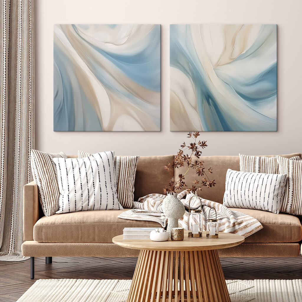 Soft swirls of blue and cream