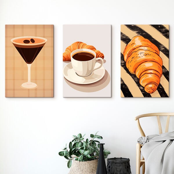 Cup of coffee and croissants