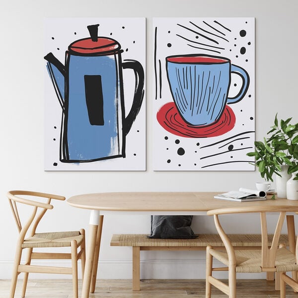 Drawing of a coffee pot and a cup