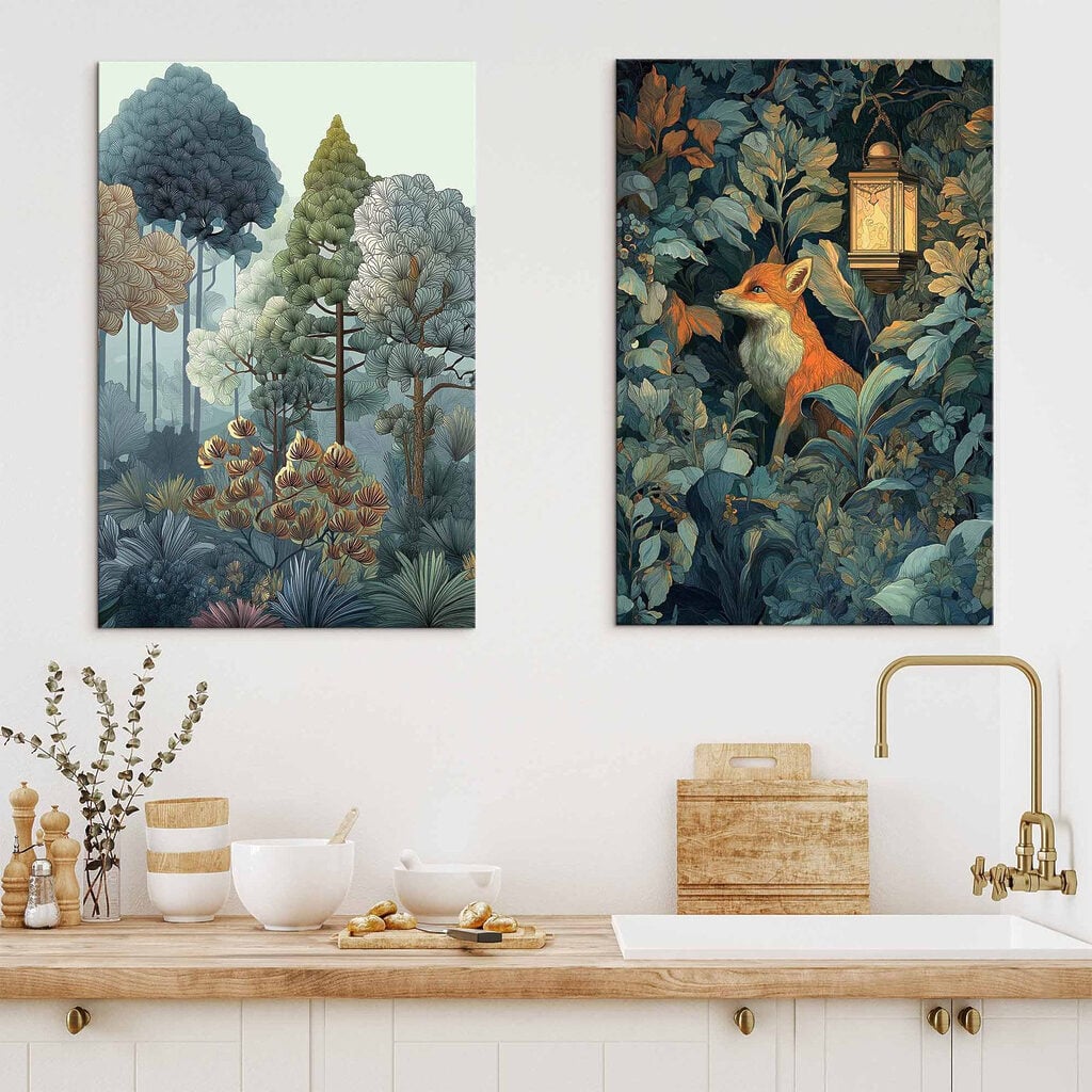 Collage of a fox in the woods