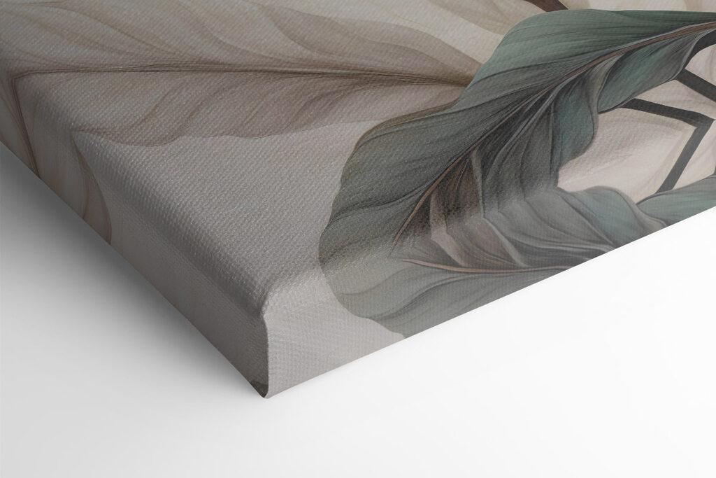 Painting of leaves on a white surface