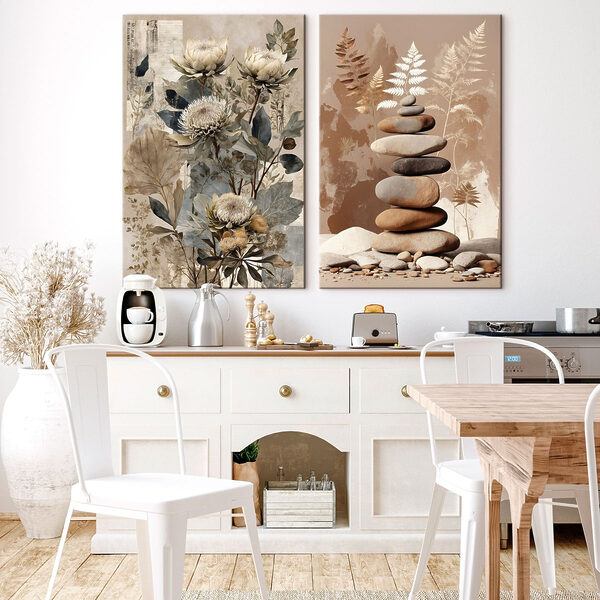 Collage of flowers and rocks