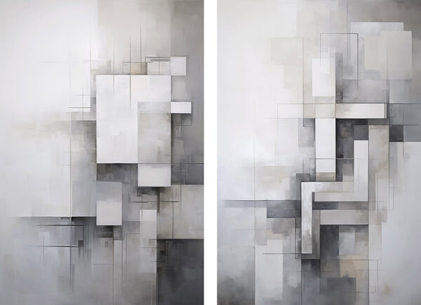 Painting of squares and lines