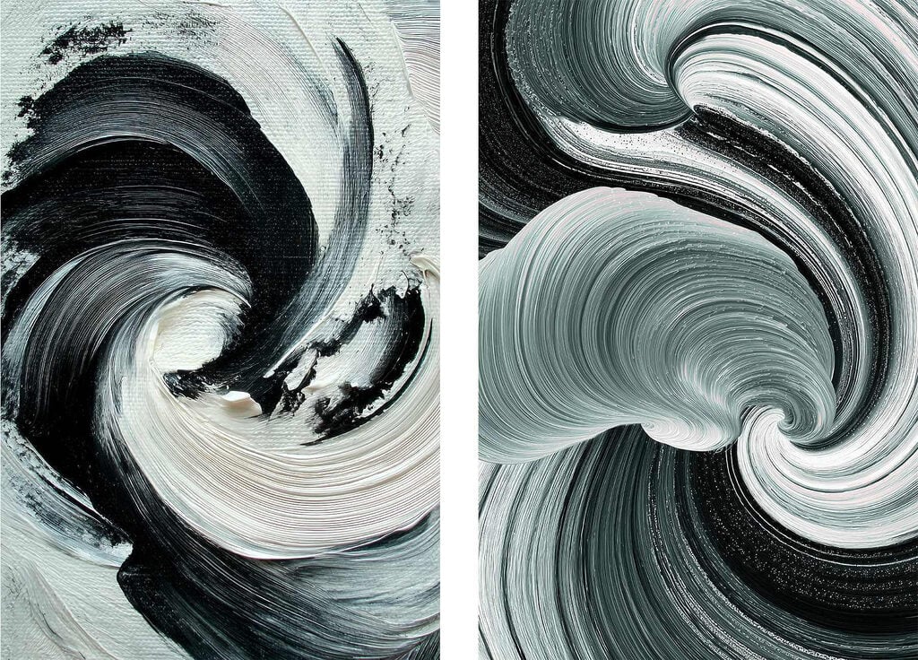 Dynamic swirls of monochrome colors