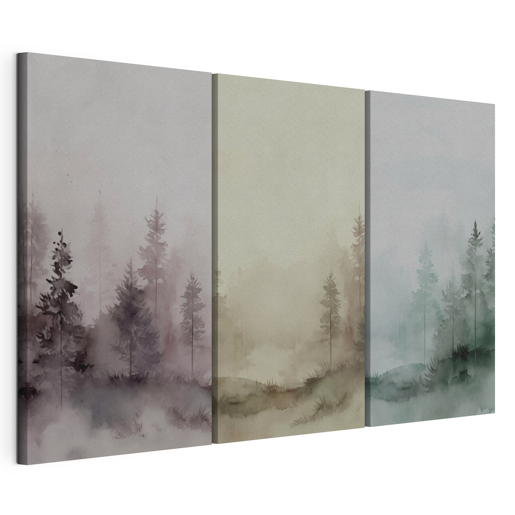 Group of watercolor trees