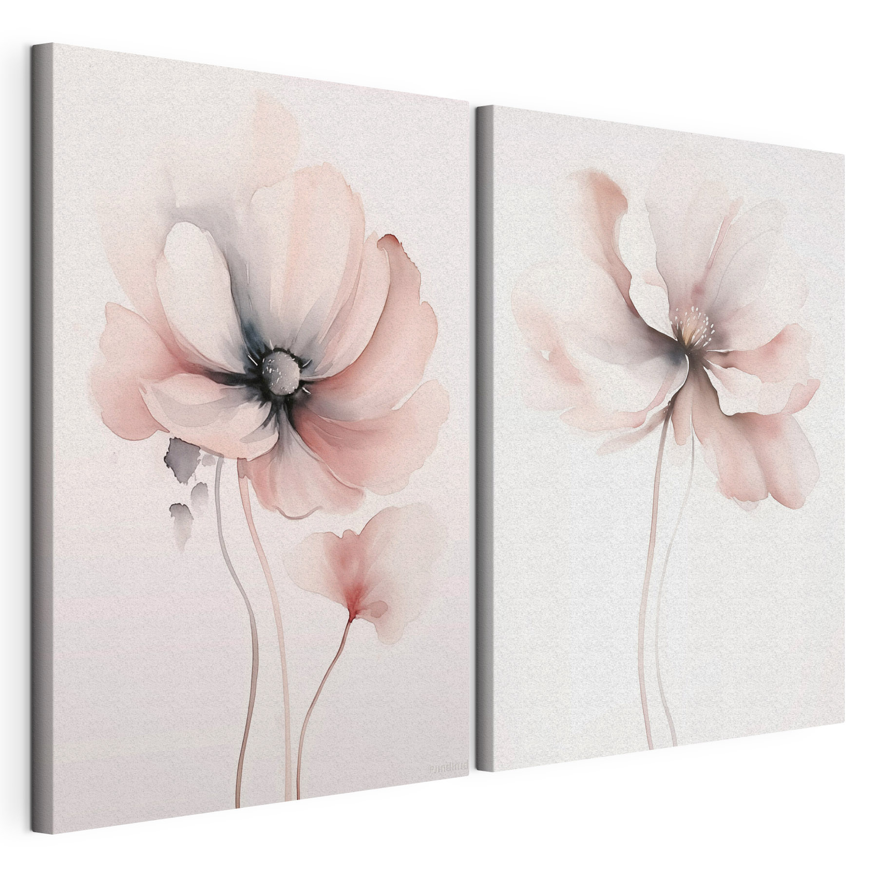 Painting of flowers on a white surface
