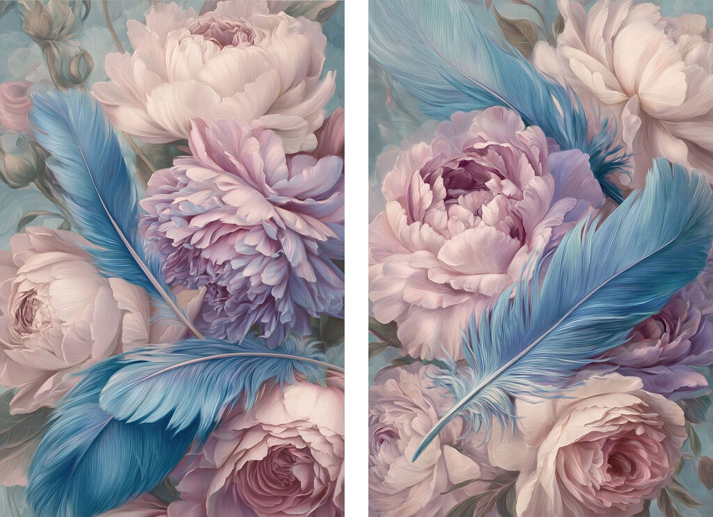 Delicate blooms with feather accents
