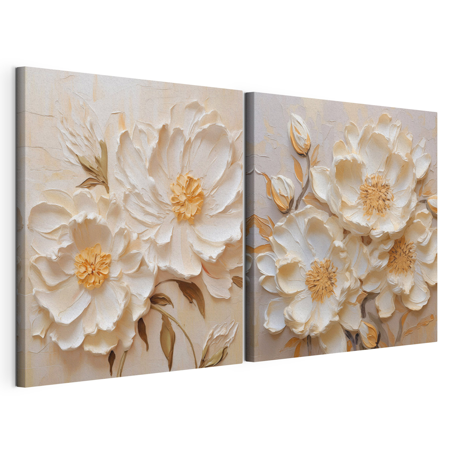 Painting of flowers on canvas