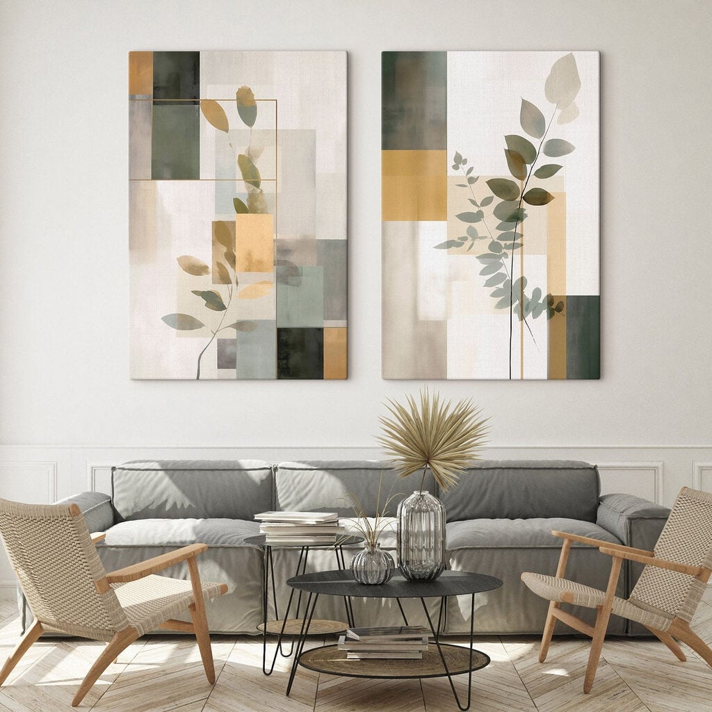 Pair of art pieces of leaves