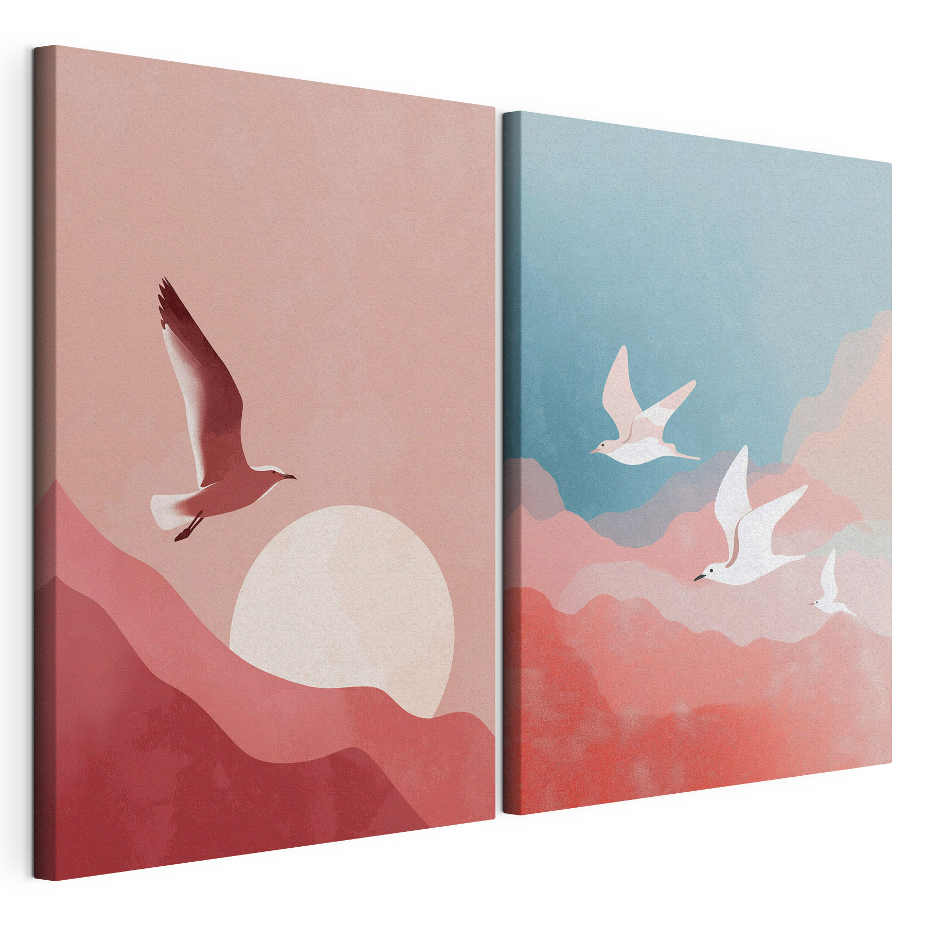 Two birds flying in the sky