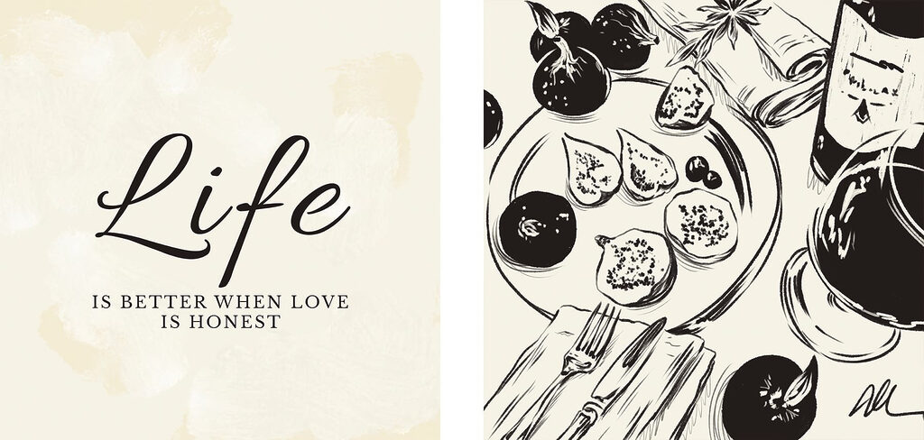 Black and white illustration of food