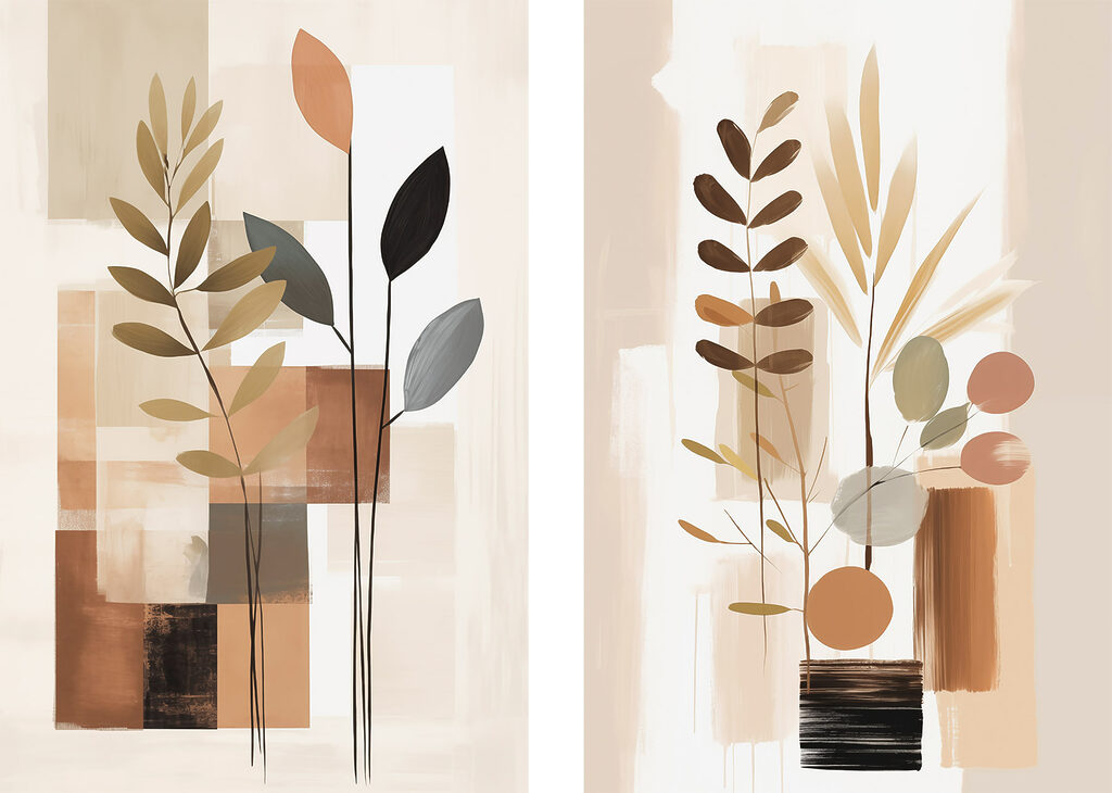 Painting of plants and squares