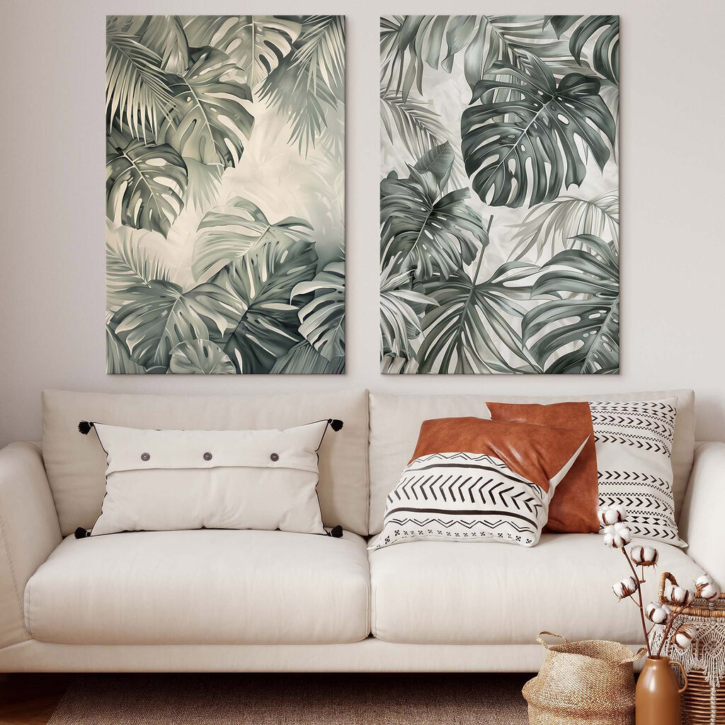 Lush green leaves in soft tones