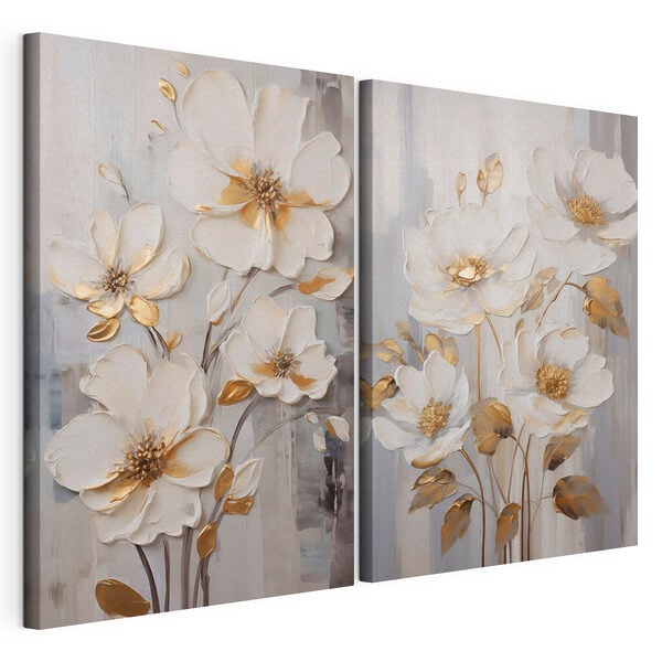 Painting of flowers on a grey background