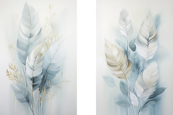 Painting of feathers and leaves