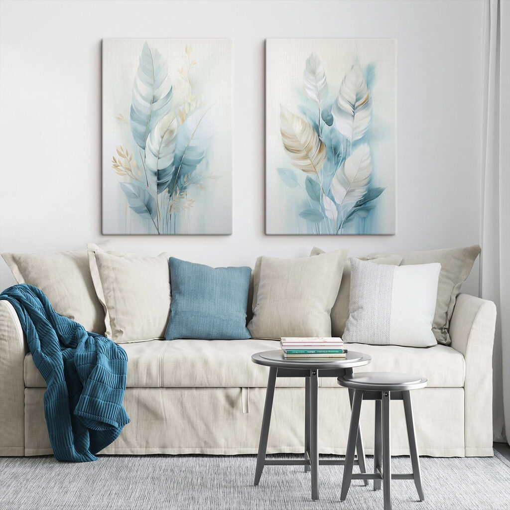 Painting of feathers and leaves