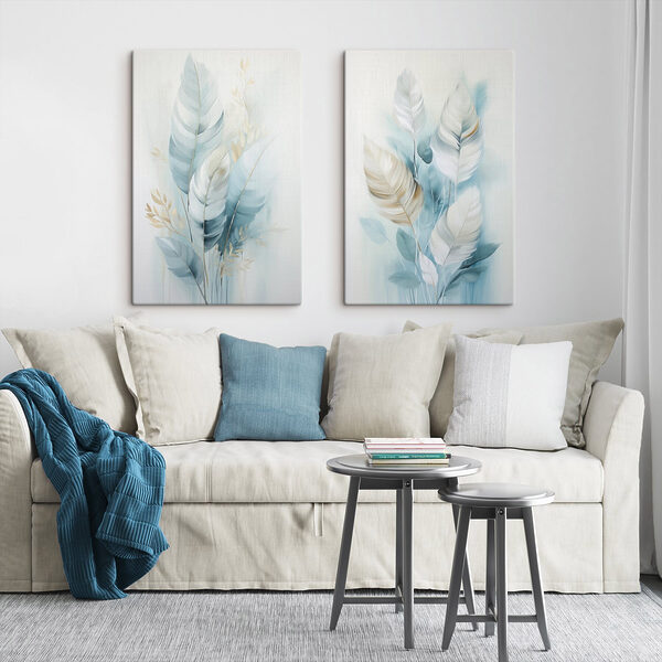 Painting of feathers and leaves