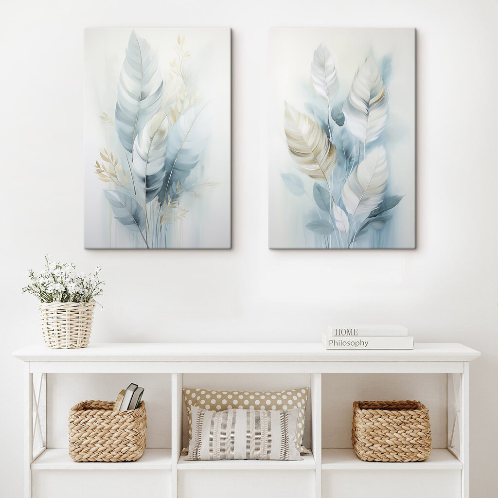 Painting of feathers and leaves