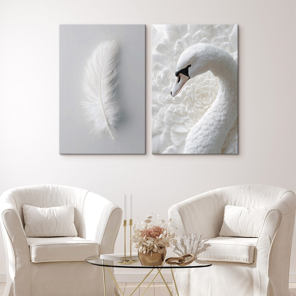 White feather and a swan