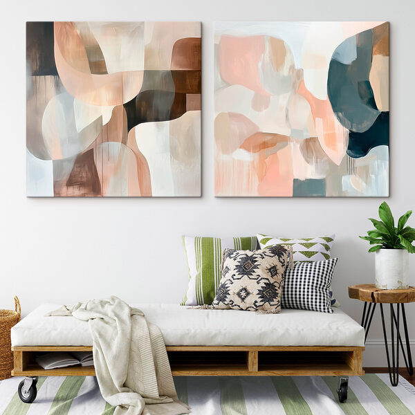 Two paintings of different colors