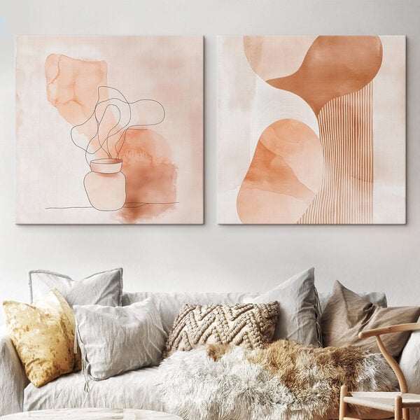 Two paintings of a vase and a vase with a light bulb